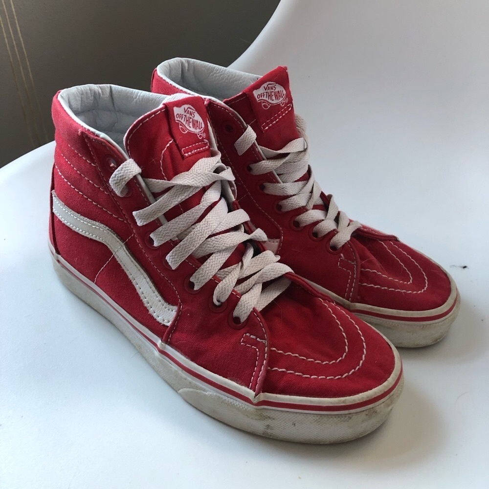 The coolest! Red High-Top VANS - Size 4 Kids - EUC